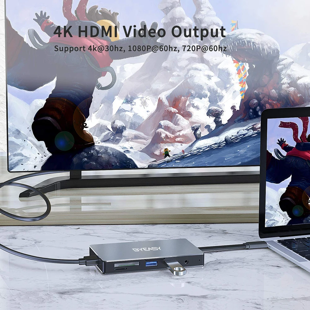 USB C концентратор с 4K USB C к HDMI питание SD и Micro SD кард-ридер 2 USB 3,0 порта 3,5 мм Jack MacBook Pro Dell, Pixelb