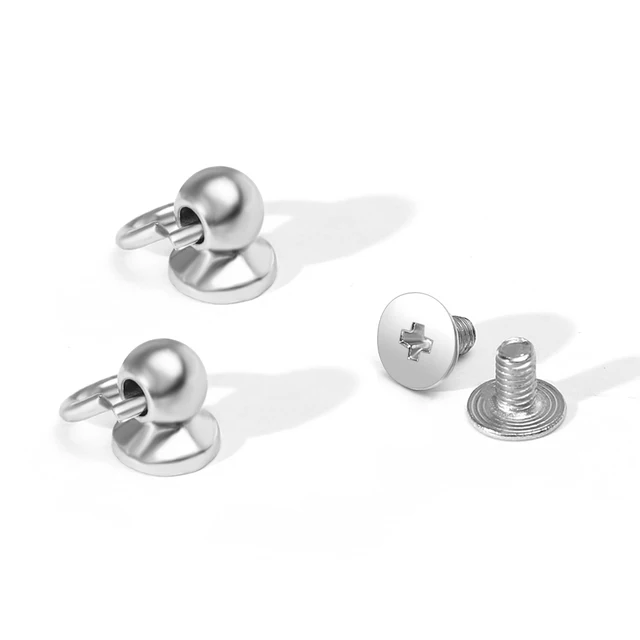 10pcs Metal Ball Post with O Ring Studs Rivets Nail Screw Back Round Head Spot Spikes Leather Craft Phone Case Decor Accessories AS820