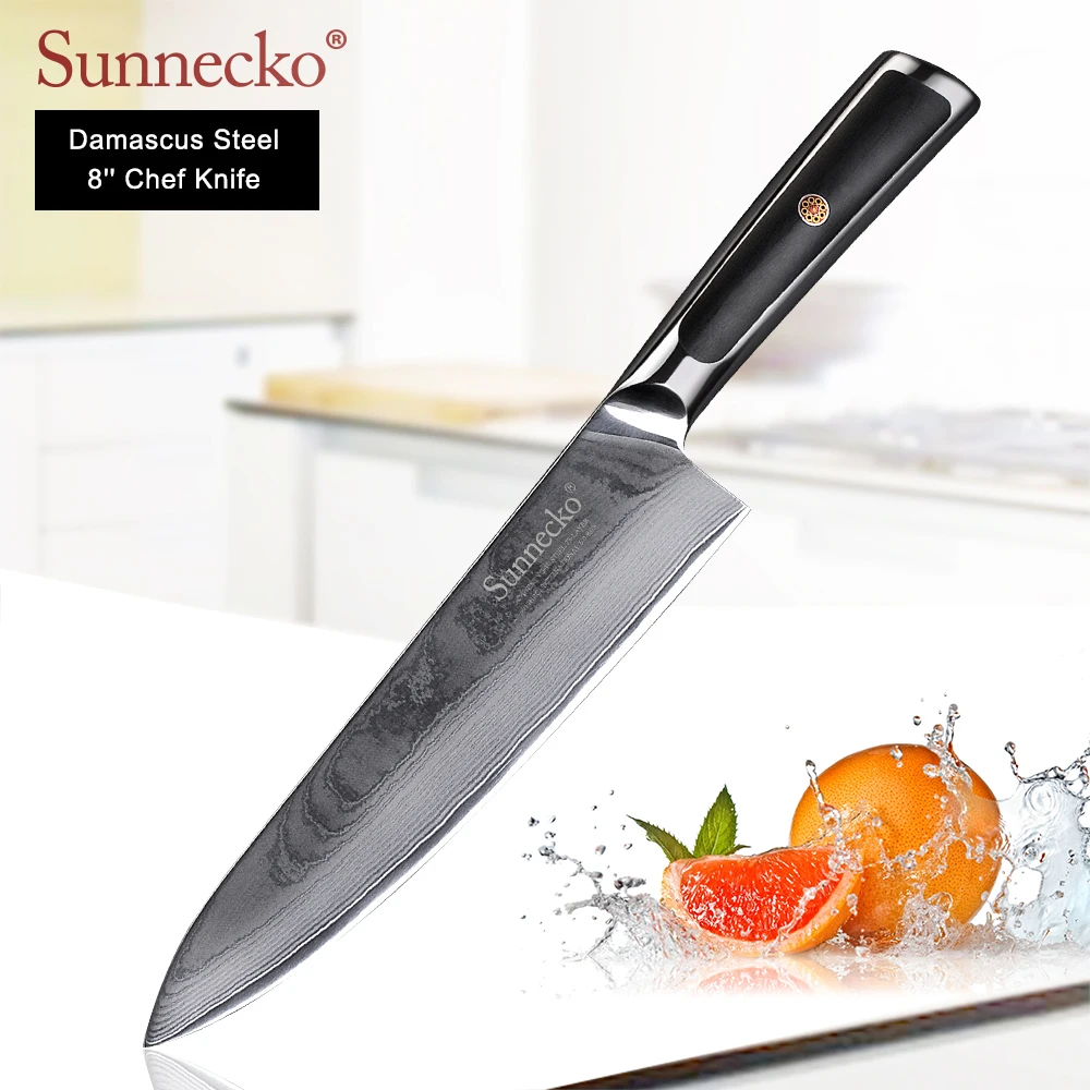 SUNNECKO Santoku шеф-повара дамасский Универсальный нож кухонные ножи японский VG10 Core сталь лезвие G10 Ручка Фрукты Мясо Резак Инструменты