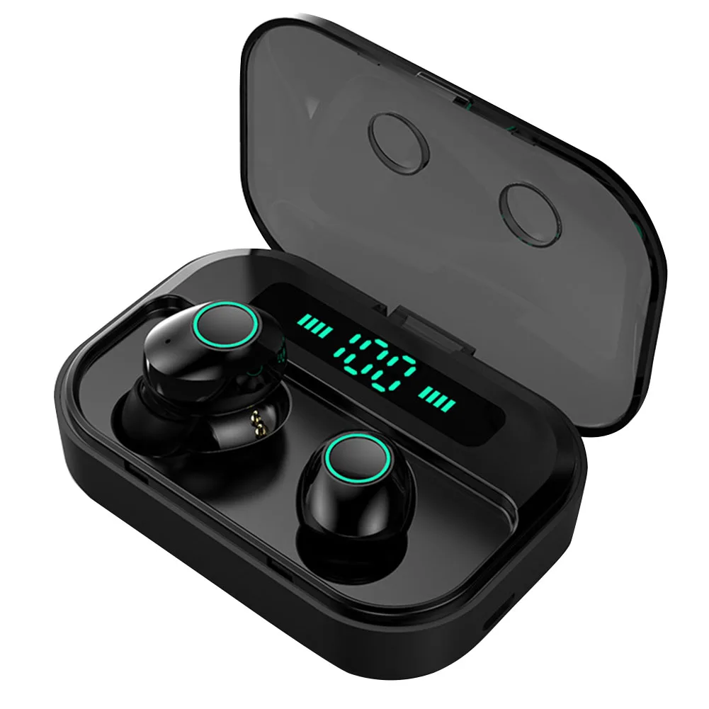 Black M7 наушники с шумоподавлением Водонепроницаемые Мини Bluetooth 5,0 Touch Play беспроводные наушники многофункциональный ABS светодиодный дисплей USB порт - Цвет: Black