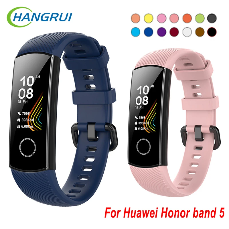 

Hangrui For Huawei Honor band 5 Wrist Strap Soft Silicone Bracelet TPU Wristband For Huawei Honor Band 5 band5 Smart Accessories