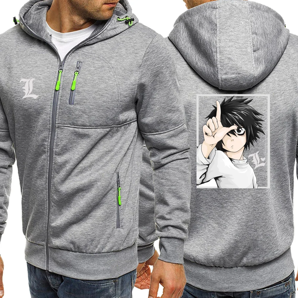 Hot Sale Autumn 2019 Japanese Anime Death Note Men Hoodie Cartoon Sweatshirt Mens Jacket Zipper Hoodies 2