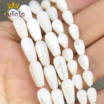 

Natural Beads Water Drop Shape White Mother Of Pearl Mop Shell Beads For Jewelry Making DIY Bracelet Ear Studs Accessories 15''