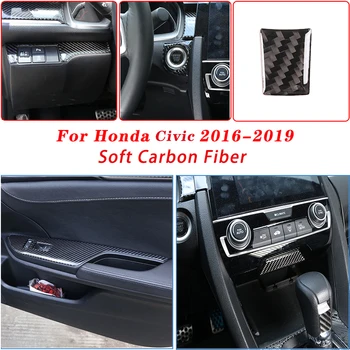 

Soft Carbon Fiber Car Interior Center Control Decoration Kits Trim Frame 3D Sticker For Honda Civic 2016-2019 Car Accessories