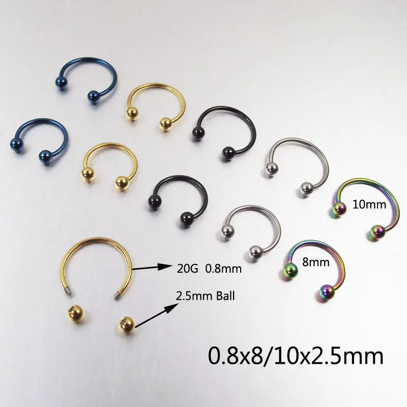 Fashion Thin Rod Stainless Steel Piercing Ornament C Round Ball Horseshoe Ring Nose Ring Universal Eyebrow Nail Lip Nail