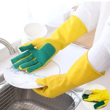 

household cleaning, dishwashing gloves, sponge hand protection, waterproof and antifreeze gloves, three finger Baijie