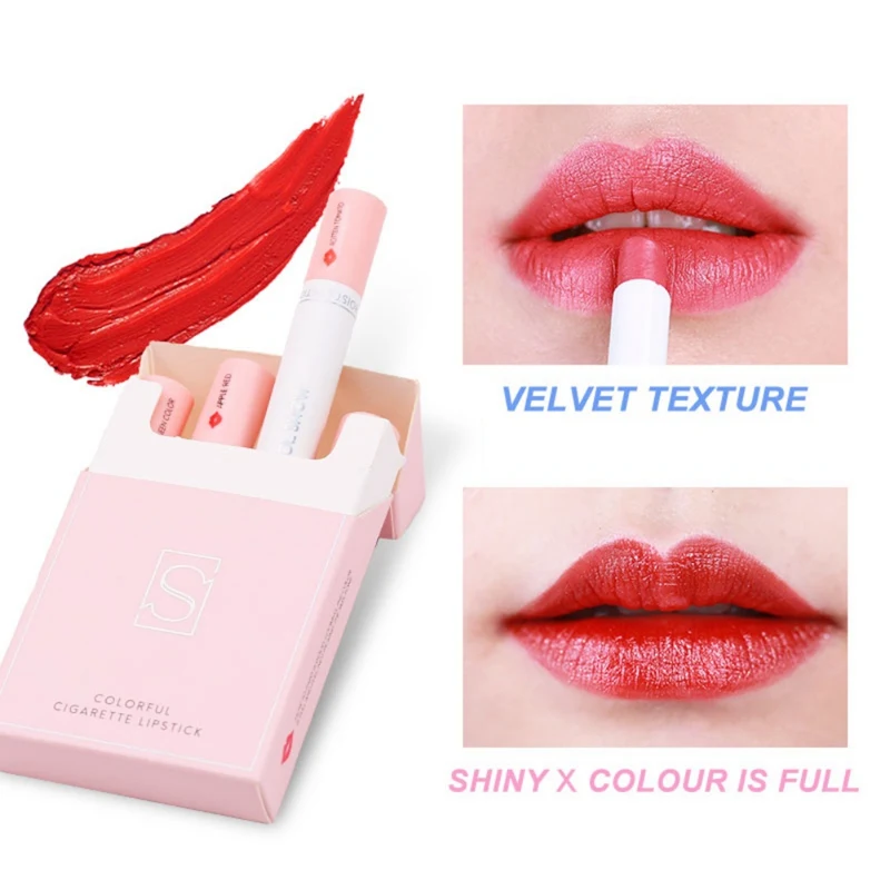 New Matte Lipstick Set Waterproof Non-stick Cup Long-lasting Tobacco Tube Shape Lipstick Kit