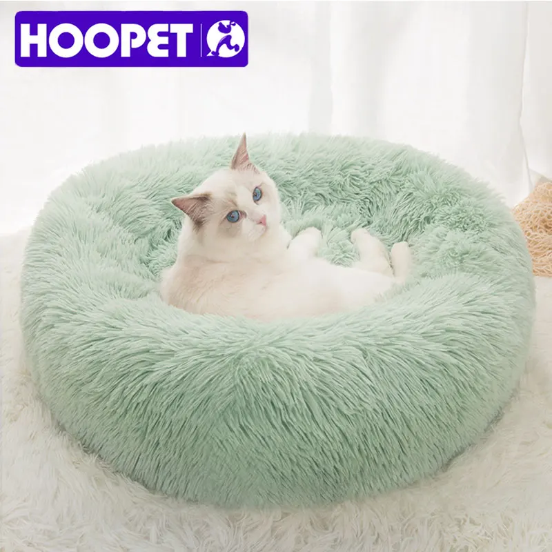 HOOPET круглые плюшевые кровати для кошек мягкие длинные круглая кровать маленьких