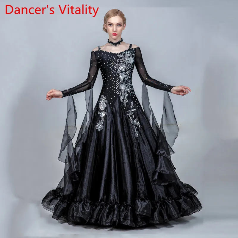 Новое Женское для современных танцев цвет страз разнообразия платье для бальных танцев, Национальный Стандартный Вальс Танцы конкурсное выступление костюм