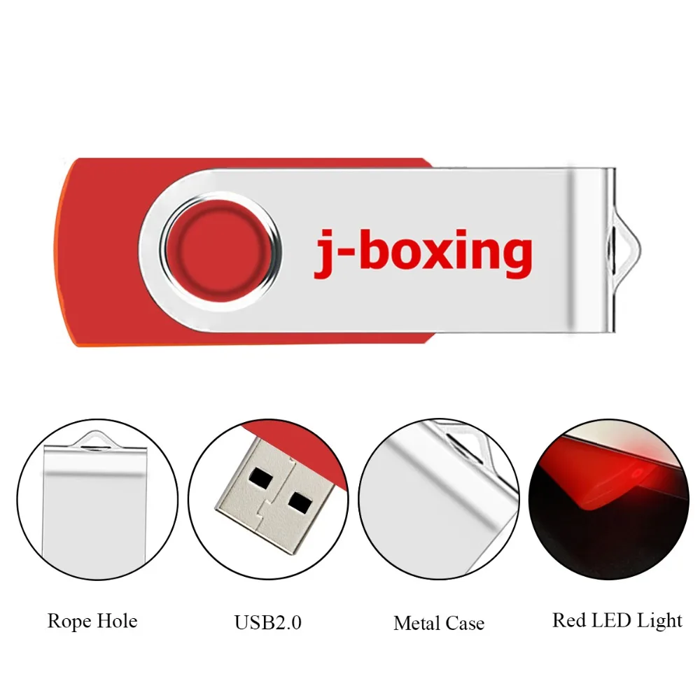 J-бокс 16 ГБ USB флэш-накопитель металлический вращающийся USB карта памяти 64 ГБ 32 ГБ 8 ГБ 4 ГБ флэш-накопитель USB 2,0 ручка-накопитель для ПК Macbook красный