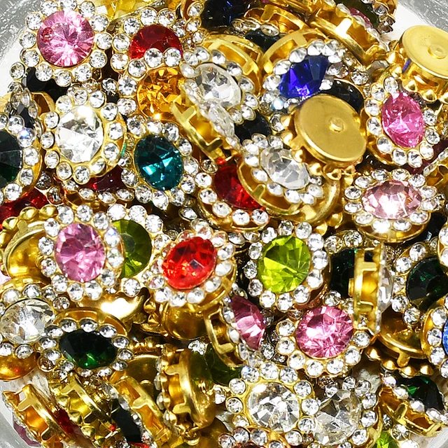 100 Claw Cup Glass Rhinestones Strass Shiny Crystals Stones Trim Gold Base Sew on Rhinestones For Clothes DIY Sewing Accessories B13