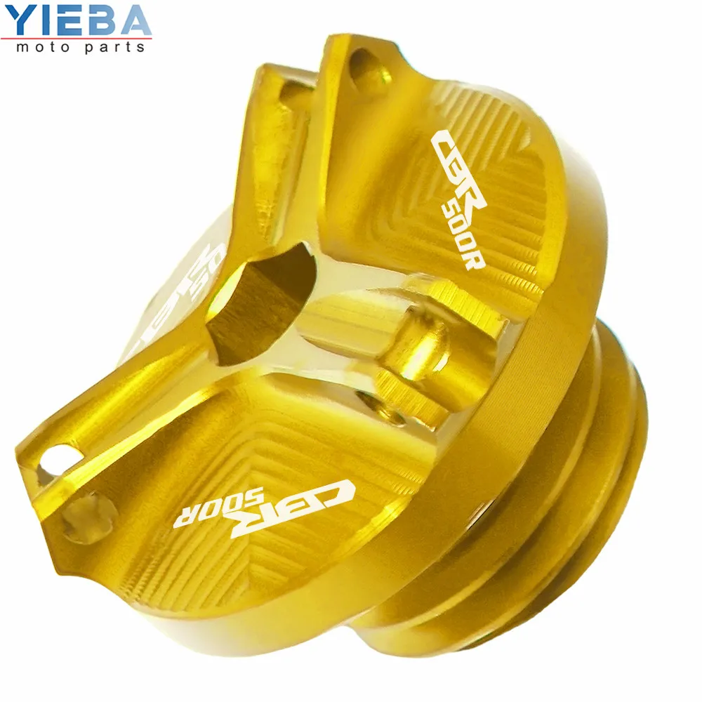 Gold CBR500R Logo Аксессуары для мотоциклов, крышка для масляного стакана двигателя, заглушки для слива, алюминиевые мотоциклетные Запчасти для HONDA CBR500R CBR 500 R, все годы - Цвет: Gold CBR500R Logo