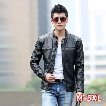 

Mens Leather Jacket Slim Short Leather Jackets Stand Collar Casual Male Motorcycle Leather Jacket Windbreaker Coats