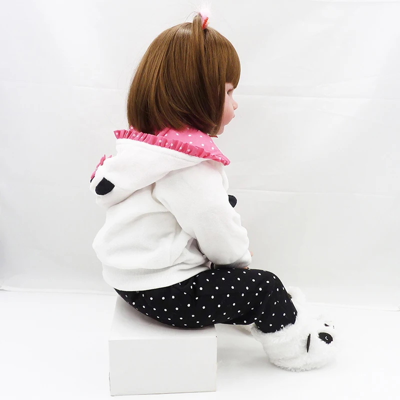 48 см Reborn Baby Doll игрушка мягкий силиконовый милый кролик ткань тела Мода короткие волосы Реалистичная кукла малыш дети подарок на день рождения