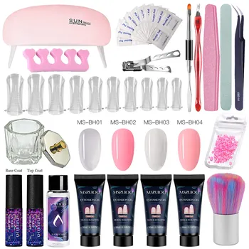 

MSRUIOO Poly Extension Nail Set With 6W UV LED USB Lamp Dryer Kit Tools Nail Gel Kit For Manicure Nail Art Sets Nail Polish Gel