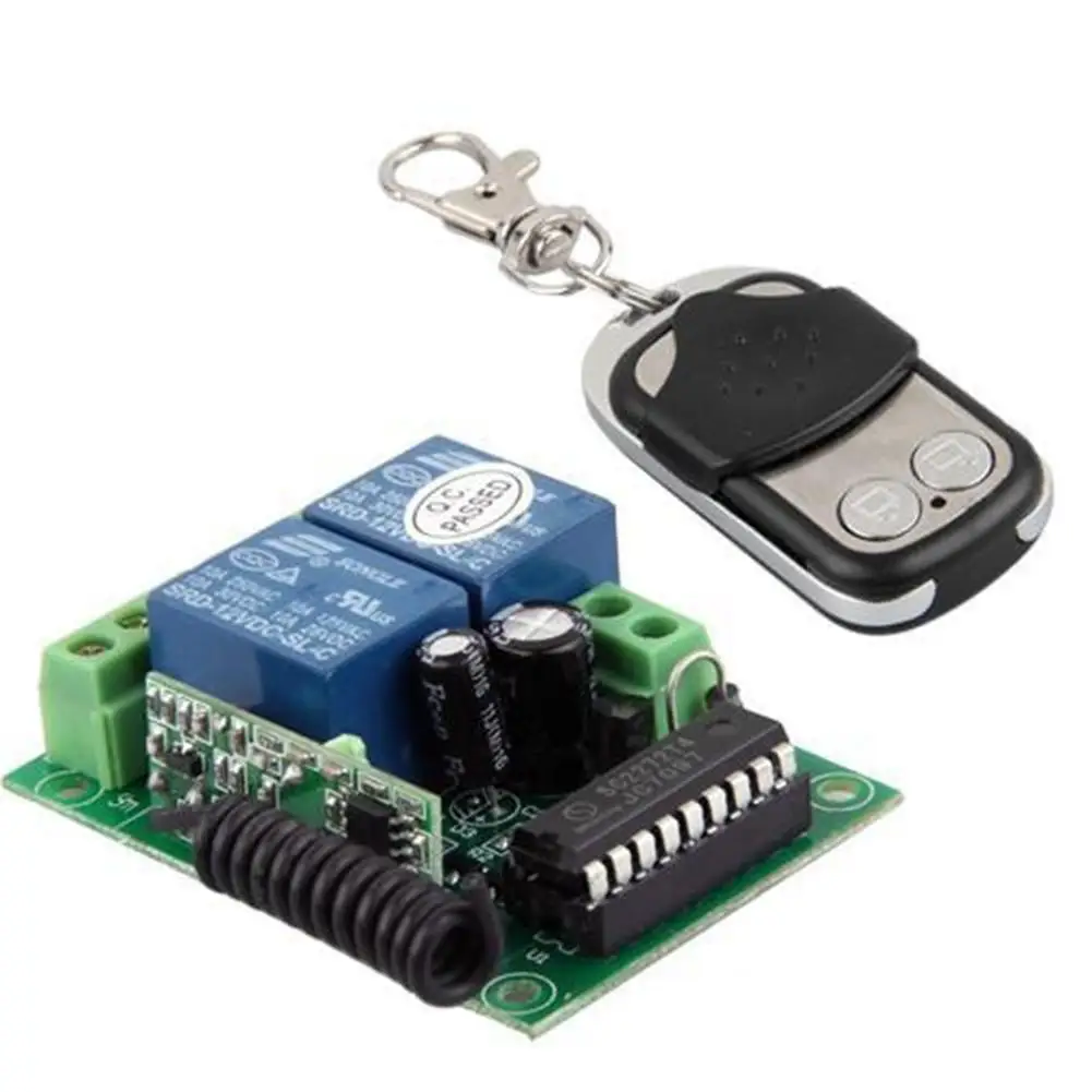 DC 12V 10A реле 2CH Беспроводной RF пульт дистанционного управления передатчик +