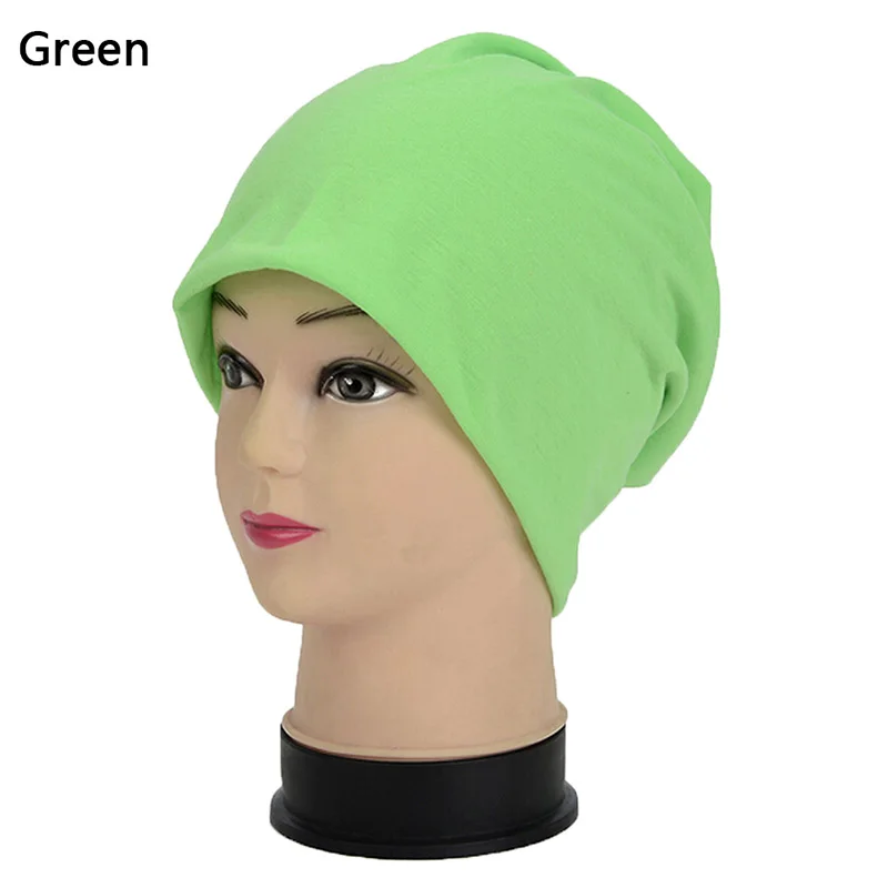 Популярная модная хлопковая шапка бини хип-хоп повседневные одноцветные бейсболки высокого качества для зимы унисекс для женщин и мужчин вязаные крючком - Цвет: Зеленый