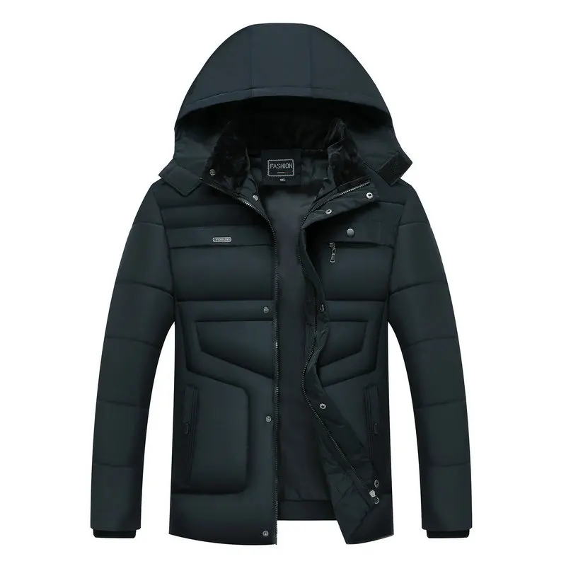 Теплая мужская зимняя куртка, пальто, толстая зимняя мужская парка с капюшоном, повседневная ветрозащитная мужская верхняя одежда, подарок для отца, пальто - Цвет: Navy