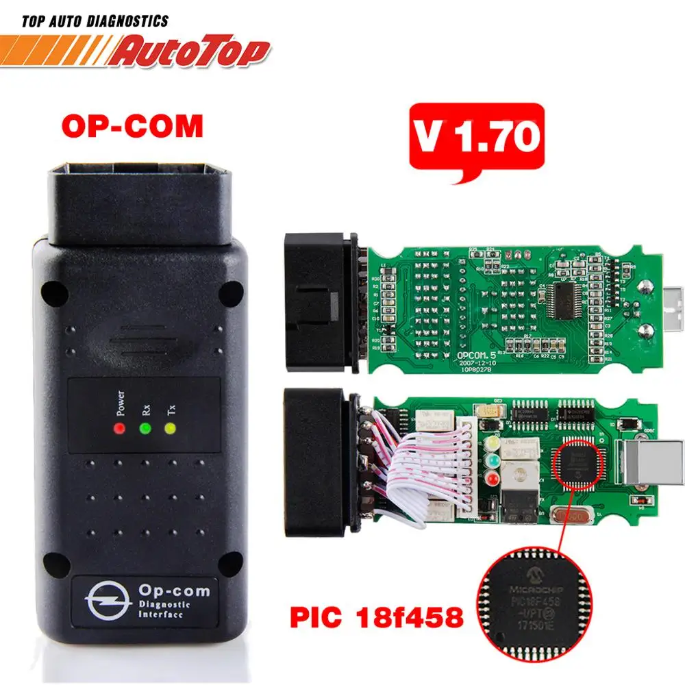 Prix 2017 OBD2 OP COM V1.70 OPCOM pour Opel Voiture De Diagnostic Scanner avec Réel PIC18f458 pour Opel OP COM Outil De Diagnostic Flash Firmware