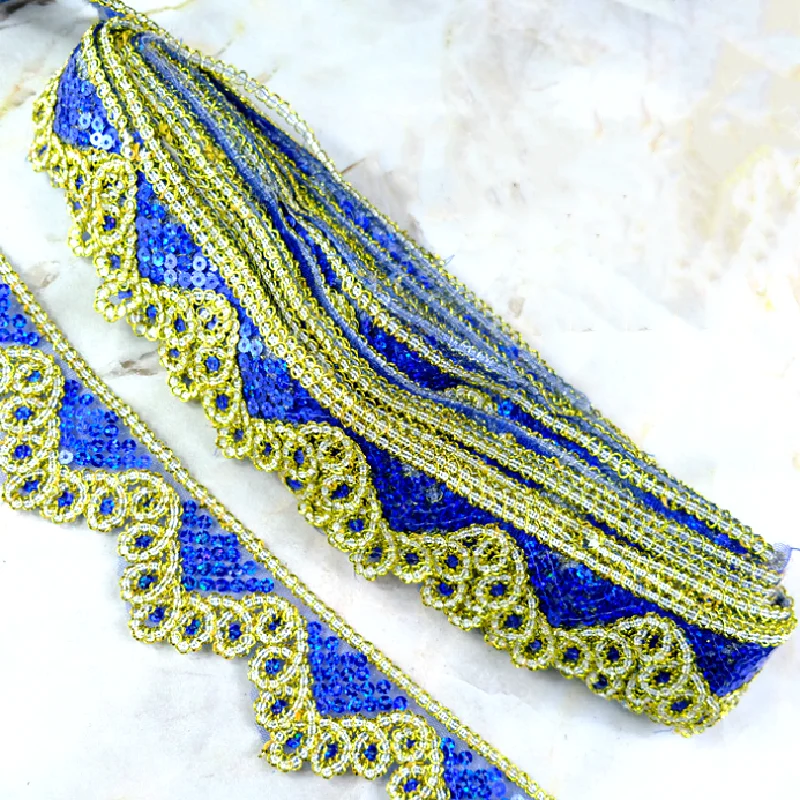 Sequined Embroidery Lace For Carnival Cosumes Ribbon Lace Wave Crochet Gold Silver Braid Trims Gold Sewing Band 4.5cm 9 Yds lace fabric lace ribbon lace garment accessories lace sewing supplies lace decoration lace accessories lace sewing accessories clothing craft accessories