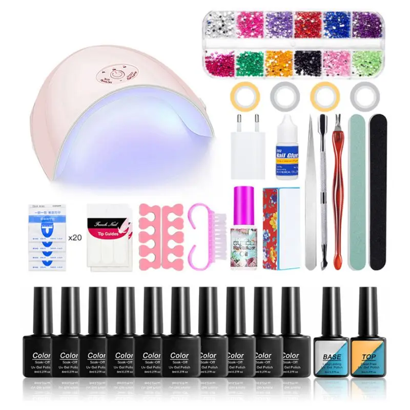 Conduziu a Lâmpada do Unha Construtor com 36w Pces Unha Extensão Kit uv Manicure 52 Gel 2 com 36w uv conduziu a lâmpada do prego manicure kit