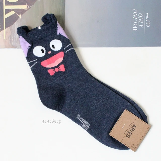 Cartoon Cat Cute Socks Women No Face Man Sock Totoro Funny Fashion Anime Spring Autumn Sweat Absorption Gray Classic Cotton Sock 103