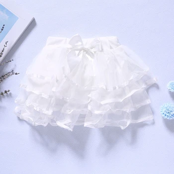 

Kids Girls Princess Skirt White 4 Layers Mesh Party Dancing Dress Bow Knot Children Ballet Dance Wear