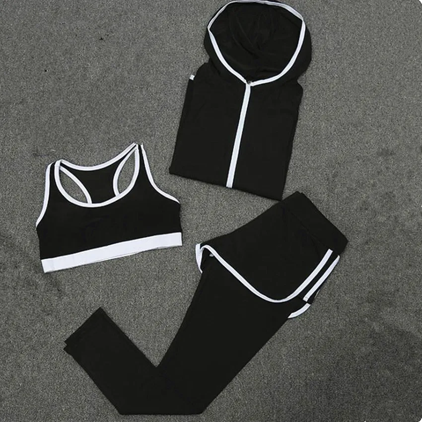 Seperate Pad 3pcs Yoga Set Women's Running Fitness Jacket Sports Bra Wear Clothing Women Training Set Sport Pant Suit Tracksuit