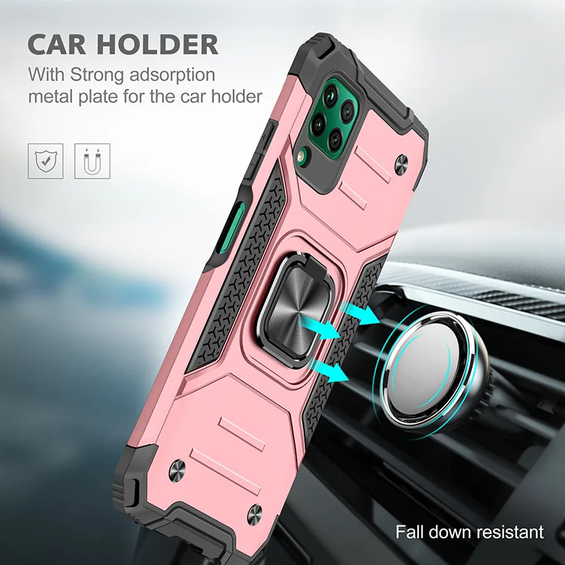 for Huawei P40 Lite Armor Shockproof Case for Huawei P 40 Lite Drop Protective Defender Magnet Holder Ring Case Cover phone belt pouch