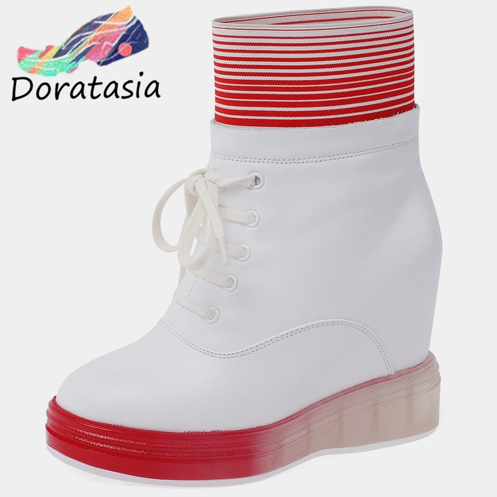 

DORATASIA New INS Hot Brand Design Platform Boots Ladies Genuine Leather Ankle Boots Women 2020 Height Increasing Shoes Woman