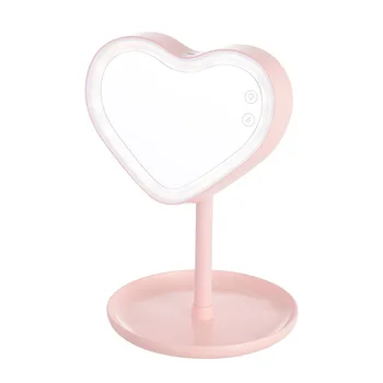 

Creative LED Make-up Mirror Girl's heart USB charging desk lamp Business jewelry desk heart-shaped dressing mirror