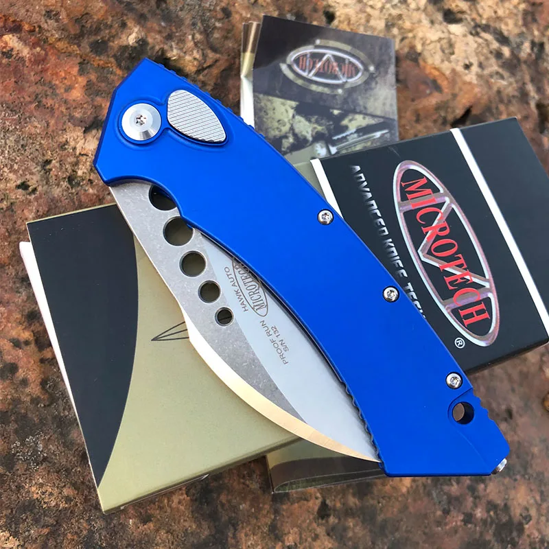 

2020 NEW launch MICROTECH knives folding knife D2 steel blade aviation aluminum handle three-color camping hunting outdoor self-