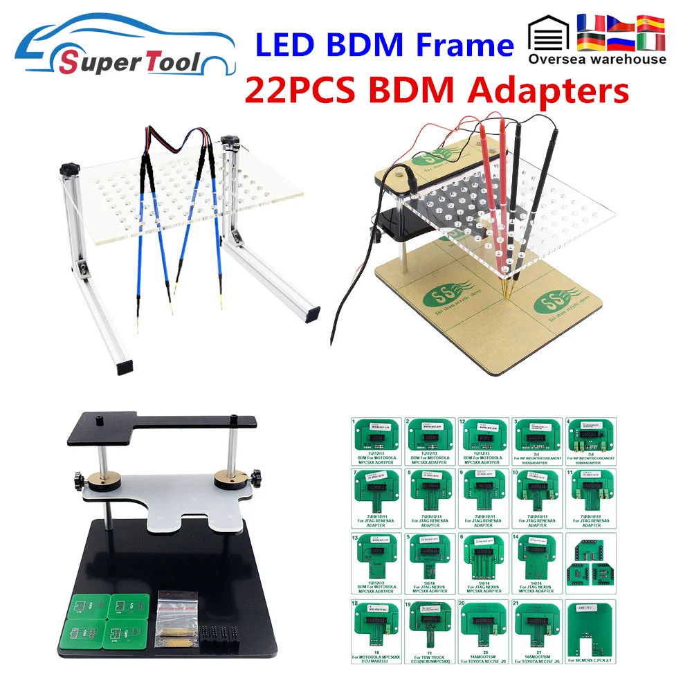 LED BDM FRAME con 4 penne a sonda ECU Chip Tuning Tool per KTAG/KESS/Fgtech programmatore ECU BDM Frame 22PCS adattatori Tester  34