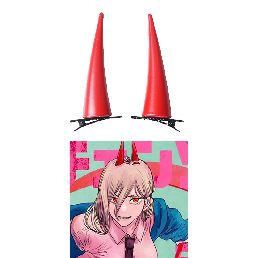 

1 Pair Anime Chainsaw Man Power Headwear Cosplay Demon Horn Headband Hairpin Prop Halloween