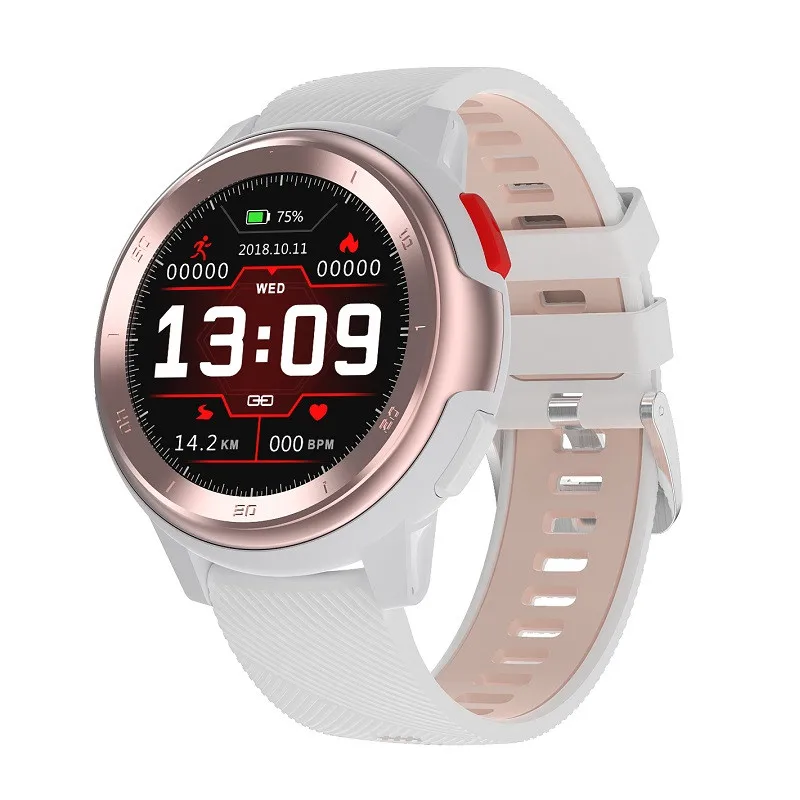 DT68 Bluetooth Смарт часы круглые Смарт часы водонепроницаемые спортивные трекер сердечного ритма кровяное давление для Android IOS - Цвет: Розовый