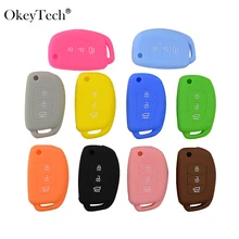 OkeyTech 3 кнопки силиконовый чехол для ключей автомобиля для hyundai Solaris ix35 ix45 ELANTRA Santa Fe HB20 Verna Solaris резиновый чехол для ключей