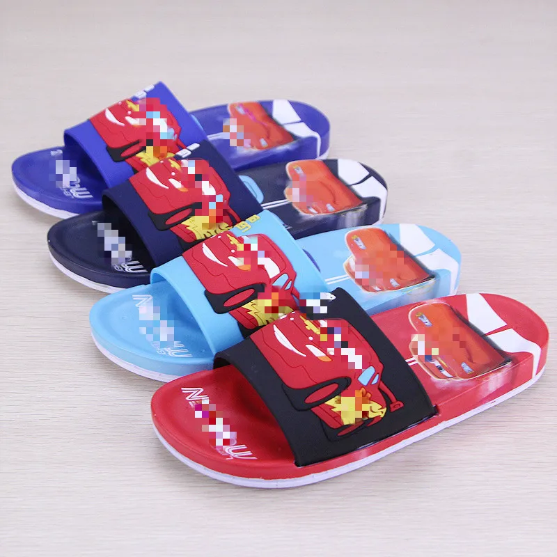 

New Kids Slippers Boy Flop Kapcie Cartoon Car Pantuflas Summer Sandals Beach Silppers Girls Home Sandal Shoes Children Chinelo