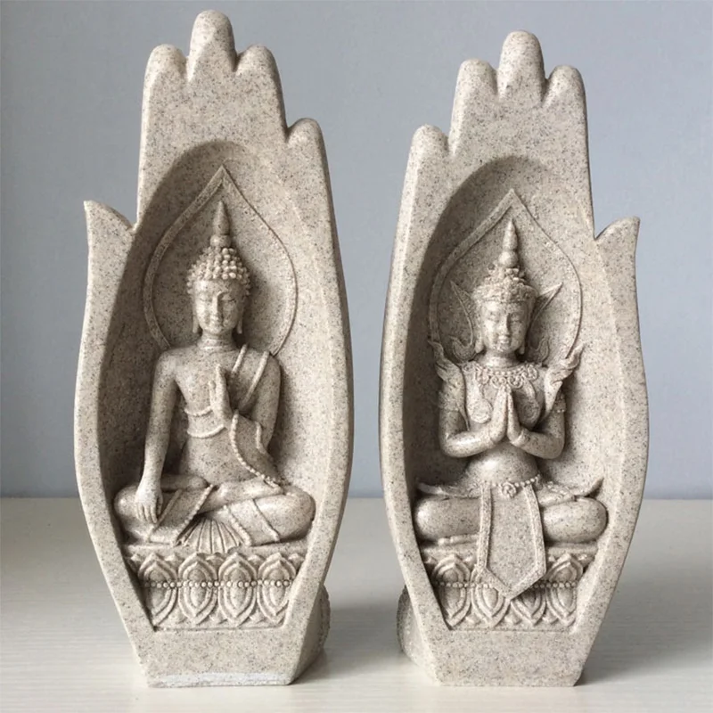 2Pcs Hands Sculptures Buddha Statue Monk Figurine Tathagata India Yoga Home Decoration Accessories Ornaments Dropshipping | Дом и сад