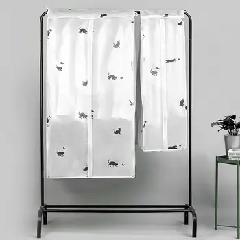 

Convenient Clothes Dust Cover Dustproof Zipper White Clean Coat Dust Cover Breathable Organizer Suit Cat Print Home Storage Bag