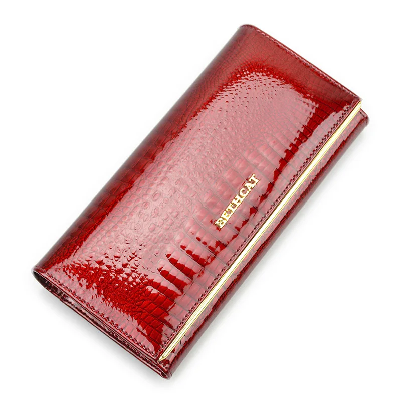 

Brand Fashion Alligator Womens Wallets and Purses Patent Genuine Leather Ladies Leather wallets