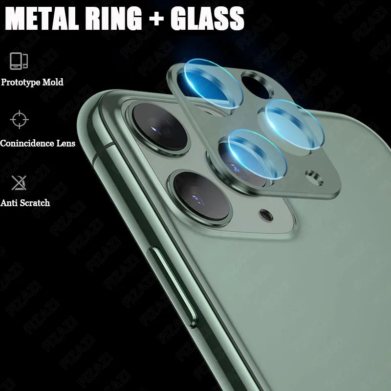 Защитная пленка для экрана для iphone 11 Pro Max, Защитное стекло для камеры для iphone 11 Pro, металлическое заднее кольцо для объектива+ стекло для iphone 11, чехол