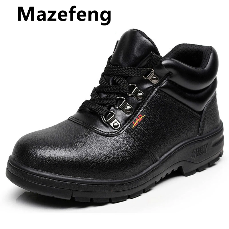 Men Safety Shoes Steel Toe Work Construction Shoes Comfortable Indestructible Cow leather Shoes Puncture Proof High Quality