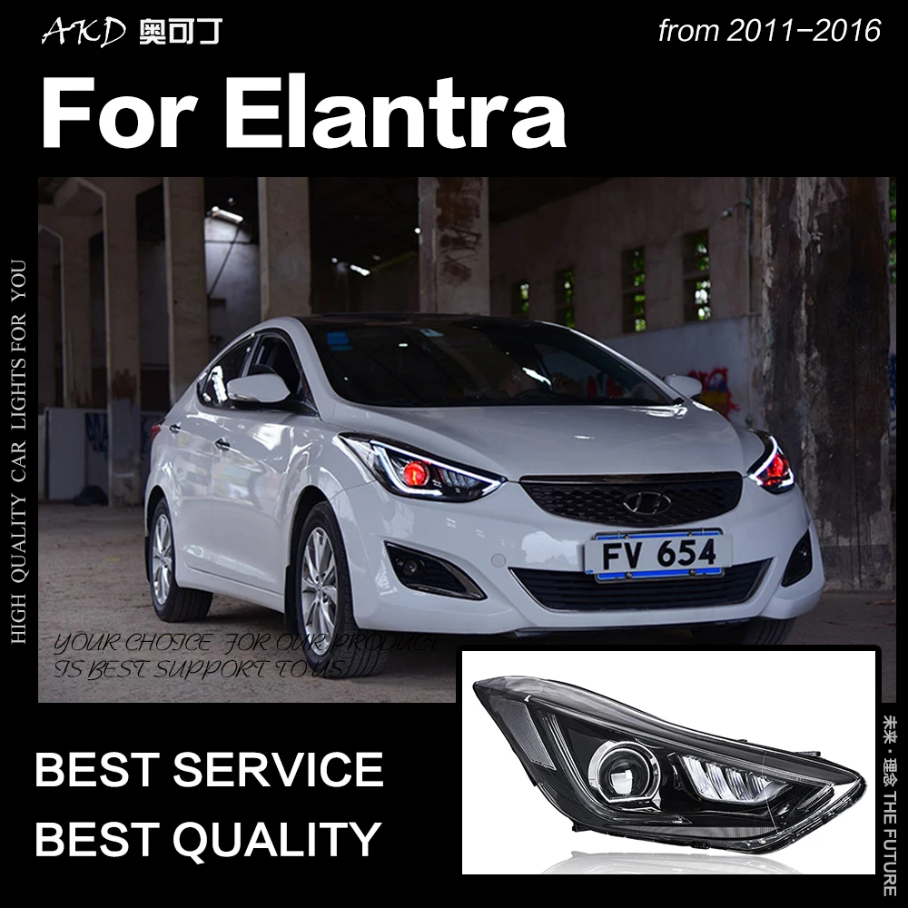 АКД стайлинга автомобилей фара для Hyundai Elantra светодиодный фар 2011 2016 дальнего