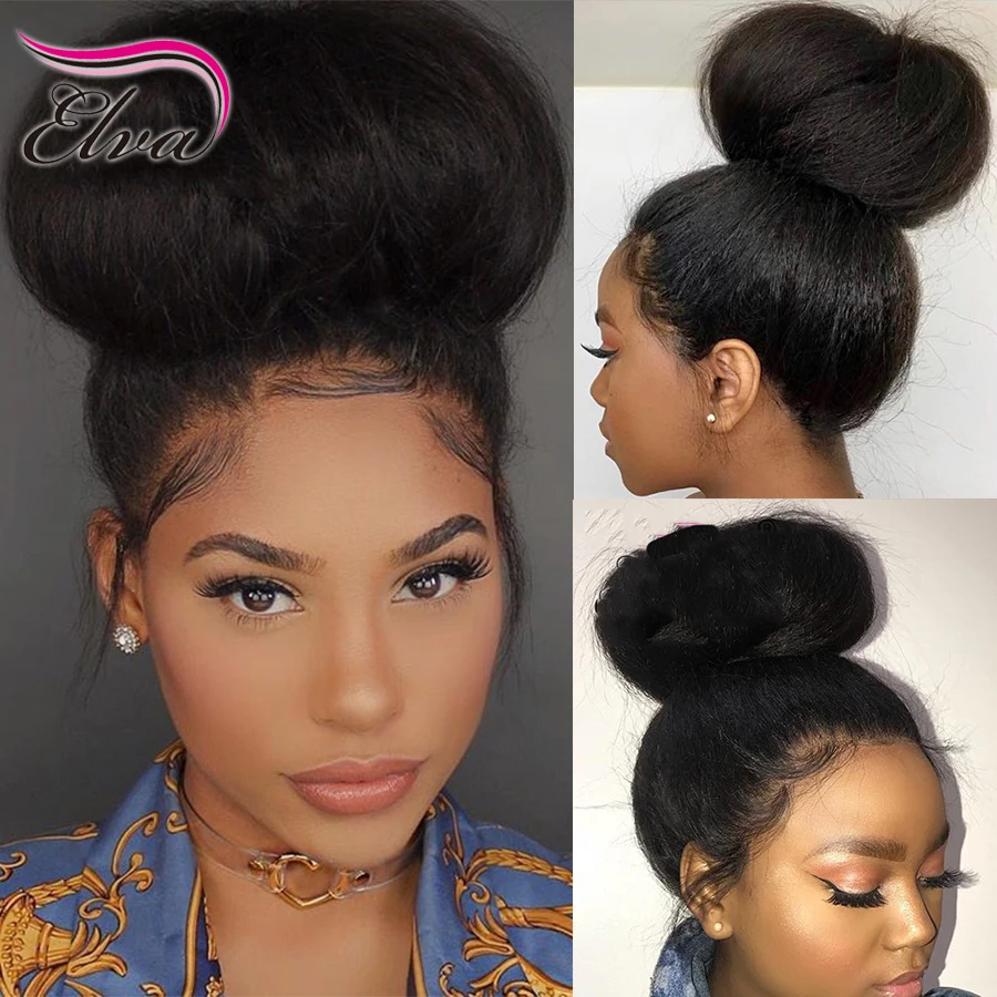 Yaki Straight Lace Front Wig With Baby Hair Glueless Lace Front Human Hair Wigs 13x6 HD Lace Frontal Wig PrePlucked 250% Density