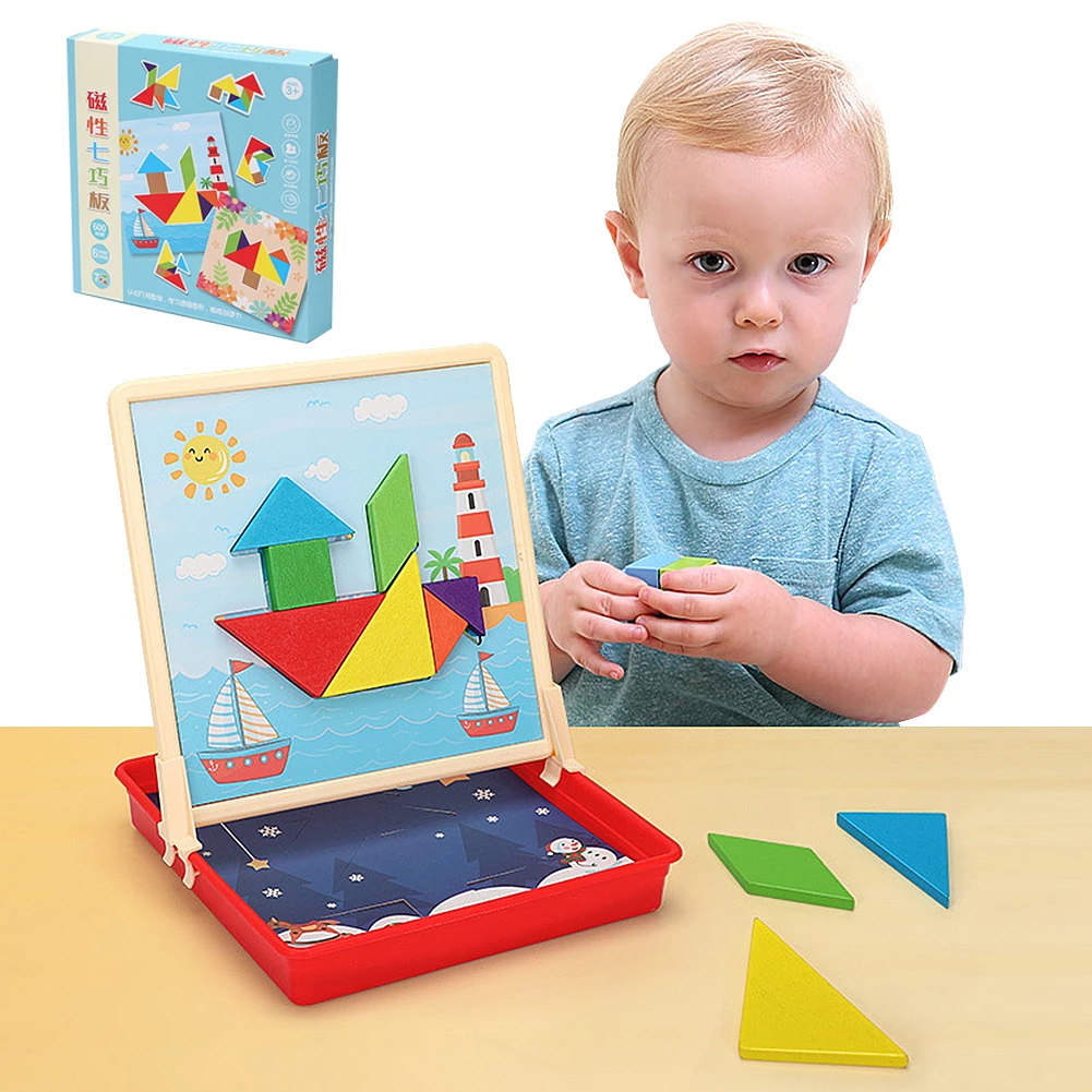 3D Магнитный Танграм головоломка Tangram игра Монтессори раннего обучения Рисование настольные игры игрушка подарок для детей