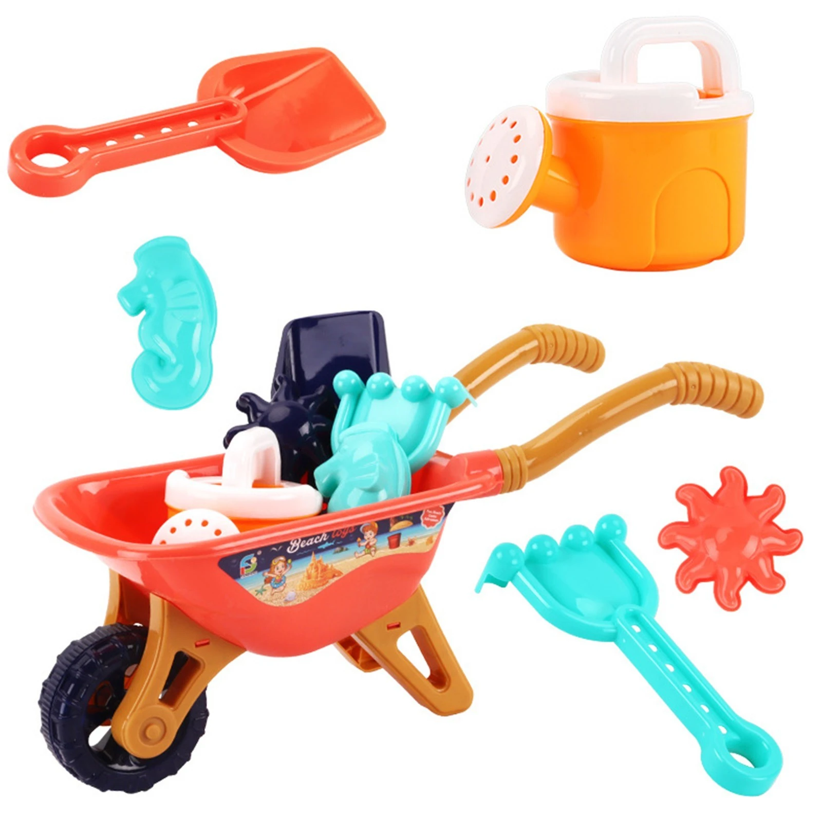 Set de juguetes de playa para bebé, carrito de arenero para niños, moldes de arena, Castillo de arena, herramientas, palas, patos, juguete al aire libre, 6 unids/set|Juguetes la arena/juguetes de playa| -