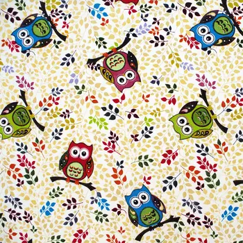 

1 yard Cotton Canva Fabric for sewing, pathwork, bag, curtain, hadmaking - Owl and tree (width=145cm)