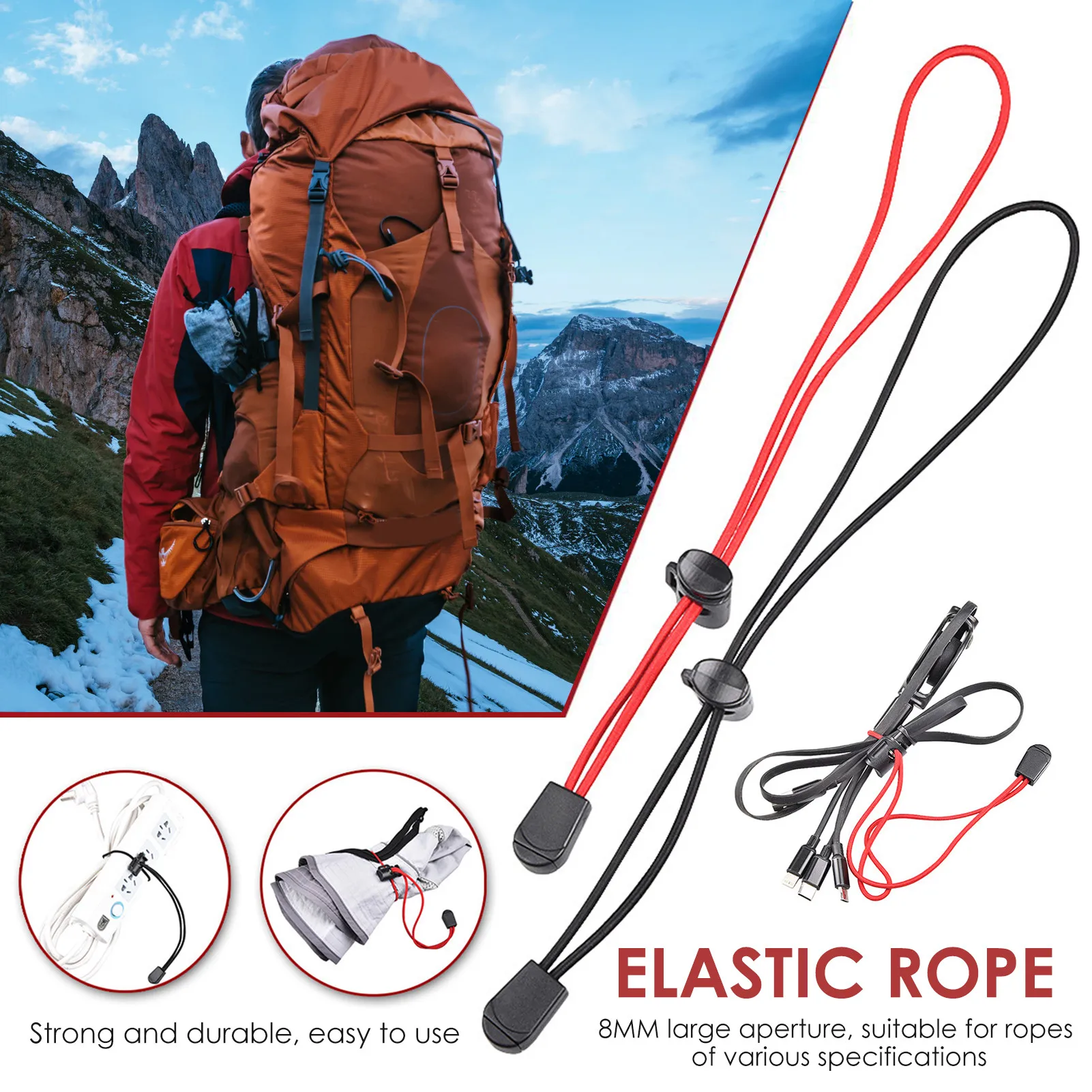 Elastisches Seil starker haltbarer Rucksack Wanderstock halter für Camping  Befestigung Vordächer, Planen, Schatten tücher, Schlafsäcke - AliExpress