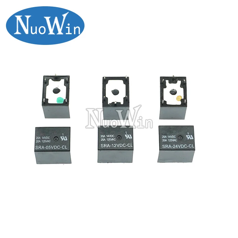 5 шт. 5В 12В 24В 20А DC реле питания SRA-05VDC-CL SRA-12VDC-CL 5Pin PCB тип черное автомобильное |