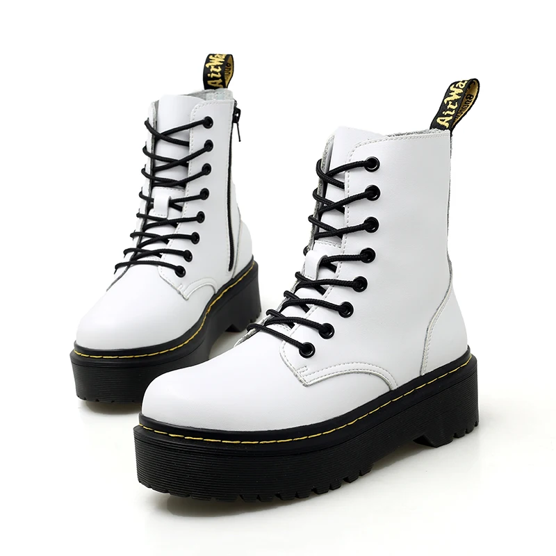 Skup Buty damskie wysokiej jakości oryginalne skórzane buty zimowe brytyjskie buty Martin botki Punk Dr buty motocyklowe platformy